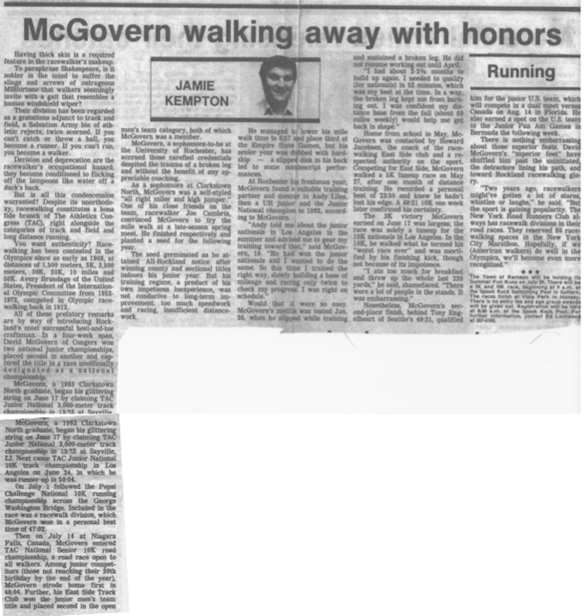 McGovern Walking Away with Honors